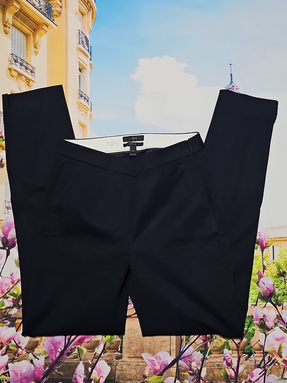 J.Crew Martie Blue High Waist Ankle Slit Skinny Pants Size 0T